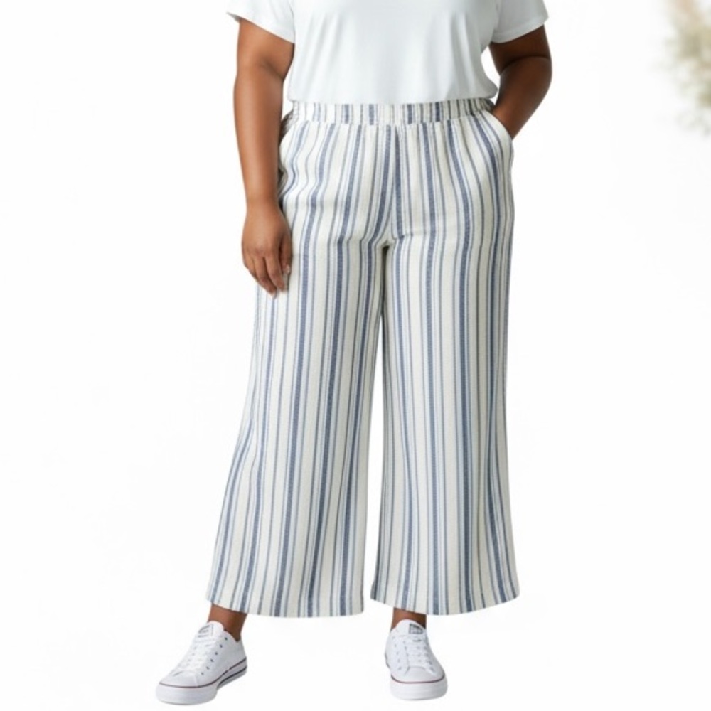 Vineyard Vines  Women Wide Leg  pants in Blue and White Stripes Size XL